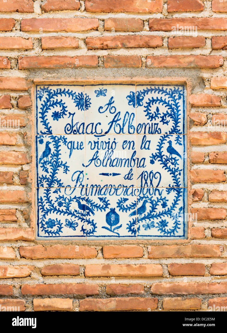 Omaggio a Isaac Albéniz, Alhambra di Granada, Spagna. Foto Stock