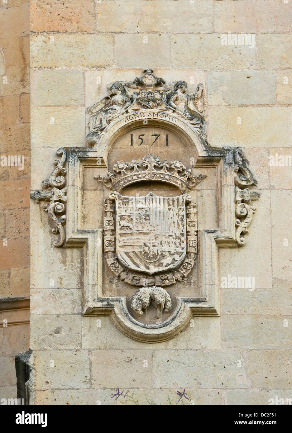 Il CoA di Filippo II di Spagna, Cattedrale di Segovia, Spagna. Foto Stock