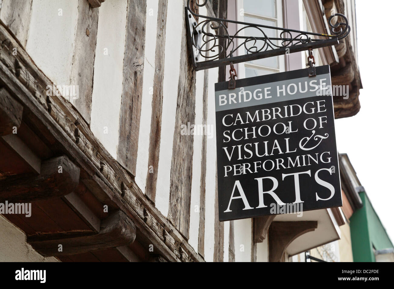 Cartello per il Bridge House Cambridge School of Visual & Performing Arts, Cambridge, Inghilterra Foto Stock