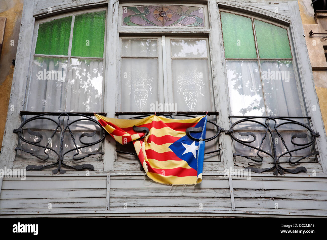 Indipendenza Catalana bandiera, Barcelona, Spagna. Foto Stock