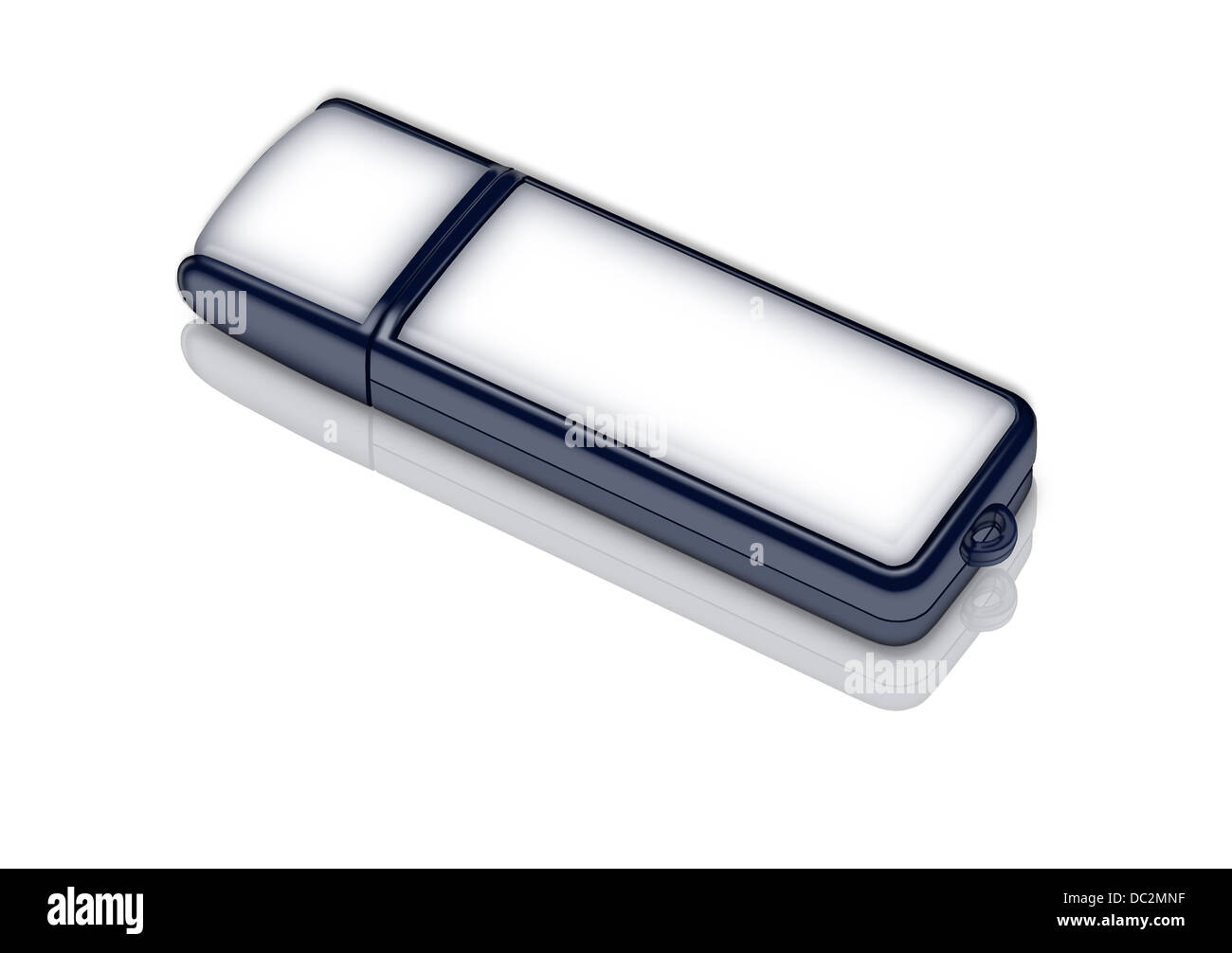 Illustrazione di USB memory card giacente sullo sfondo bianco Foto Stock