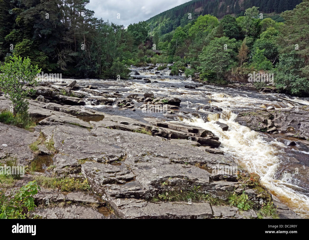 Le Cascate di Dochart a Killin nel distretto di Stirling Scozia Scotland Foto Stock