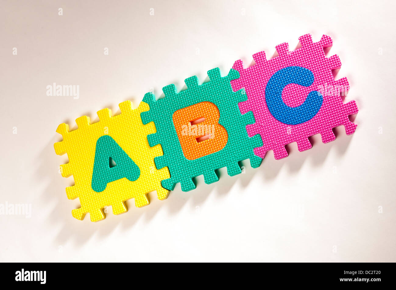 Lettere in schiuma interbloccanti: ABC Foto Stock