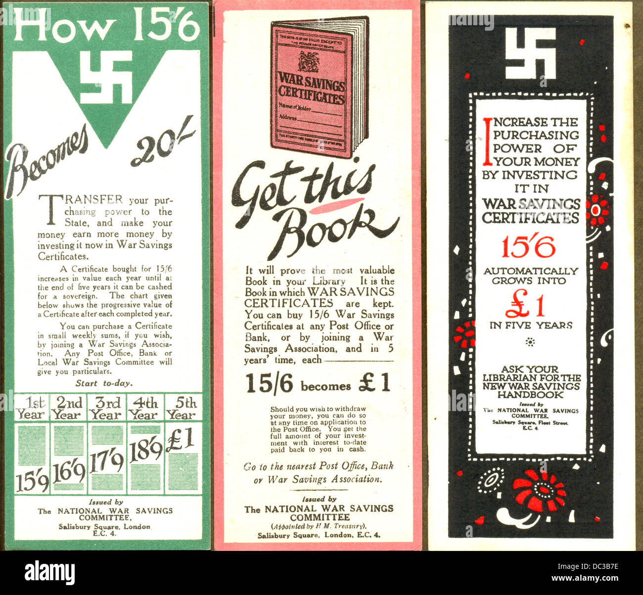 La Prima guerra mondiale i segnalibri pubblicità Risparmio nazionale Foto Stock