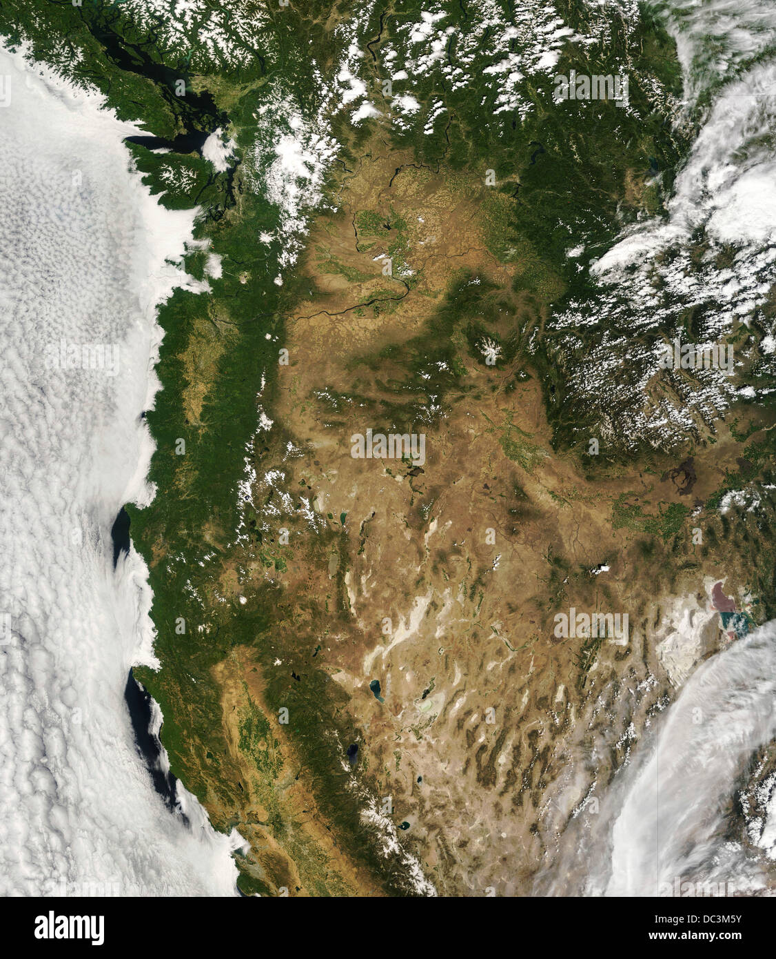 Immagine satellitare della regione nordovest del Pacifico degli Stati Uniti Foto Stock