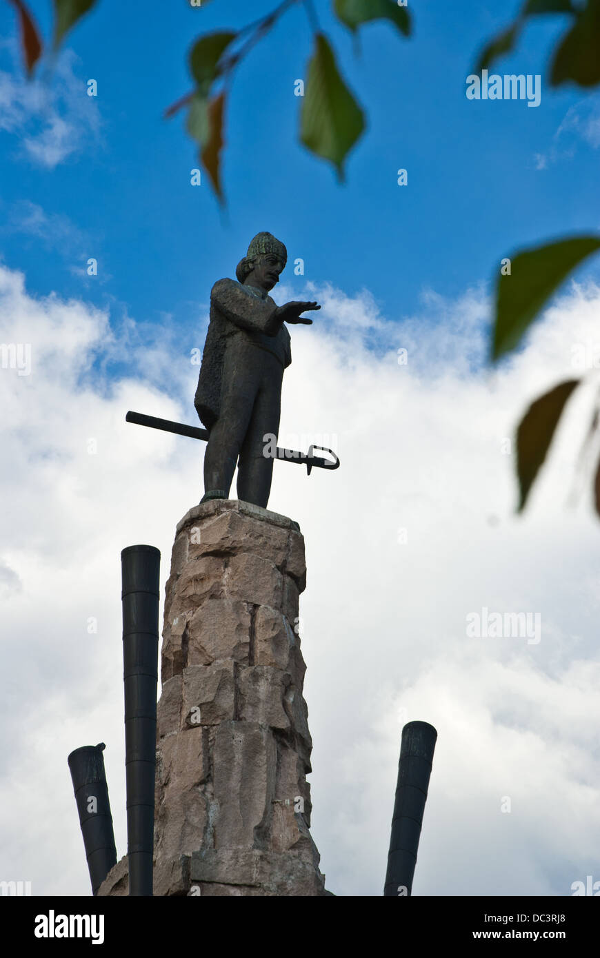 Avram Iancu statuetta,nella piazza principale di Cluj Napoca Foto Stock