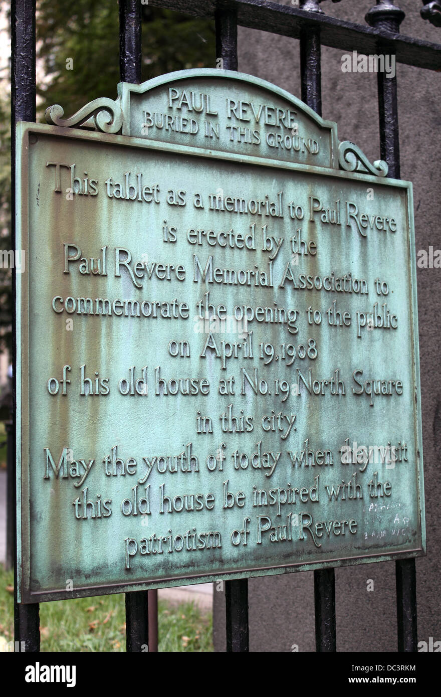 Paul Revere Memorial, granaio di seppellimento di massa, Boston, Massachusetts, STATI UNITI D'AMERICA Foto Stock