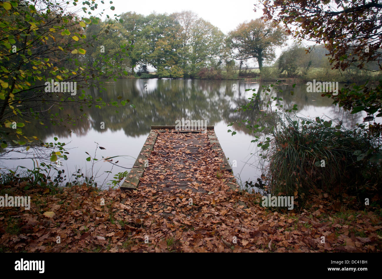 Un lago per la pesca sportiva di Burgess Hill (West Sussex. Foto Stock