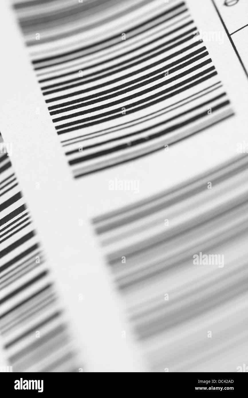 Codice a barre linee nere su sfondo bianco Foto Stock
