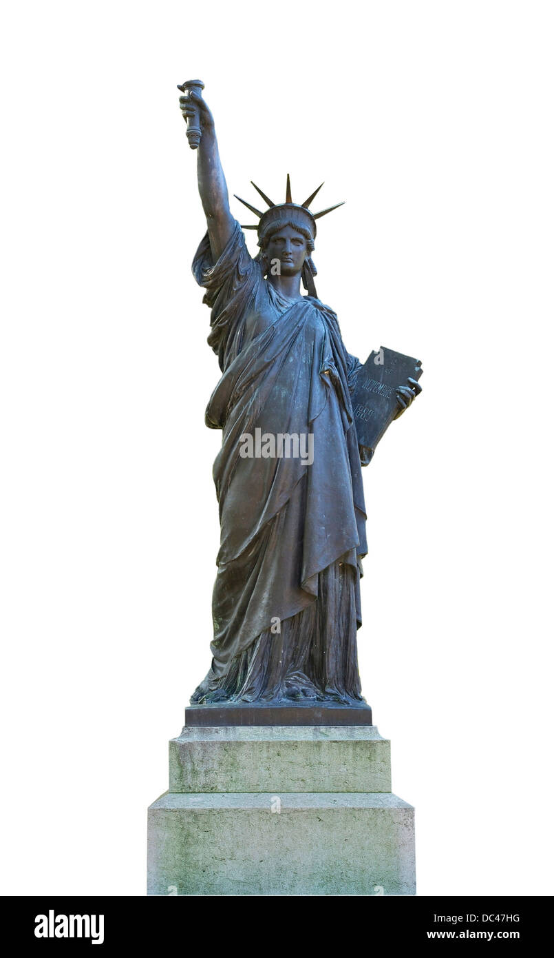 Replica del modello in scala da Bartholdi, la Statua della Libertà che ornano l ingresso del porto di New York Foto Stock