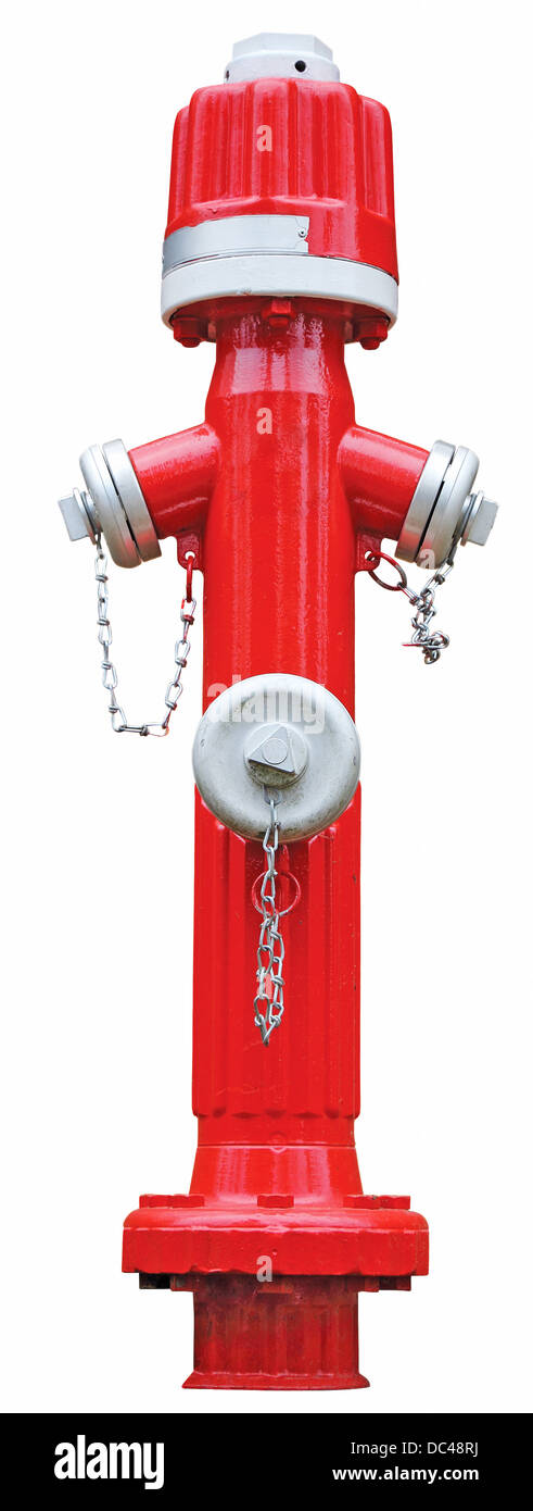 Rosso fuoco idrante isolati su sfondo bianco Foto Stock