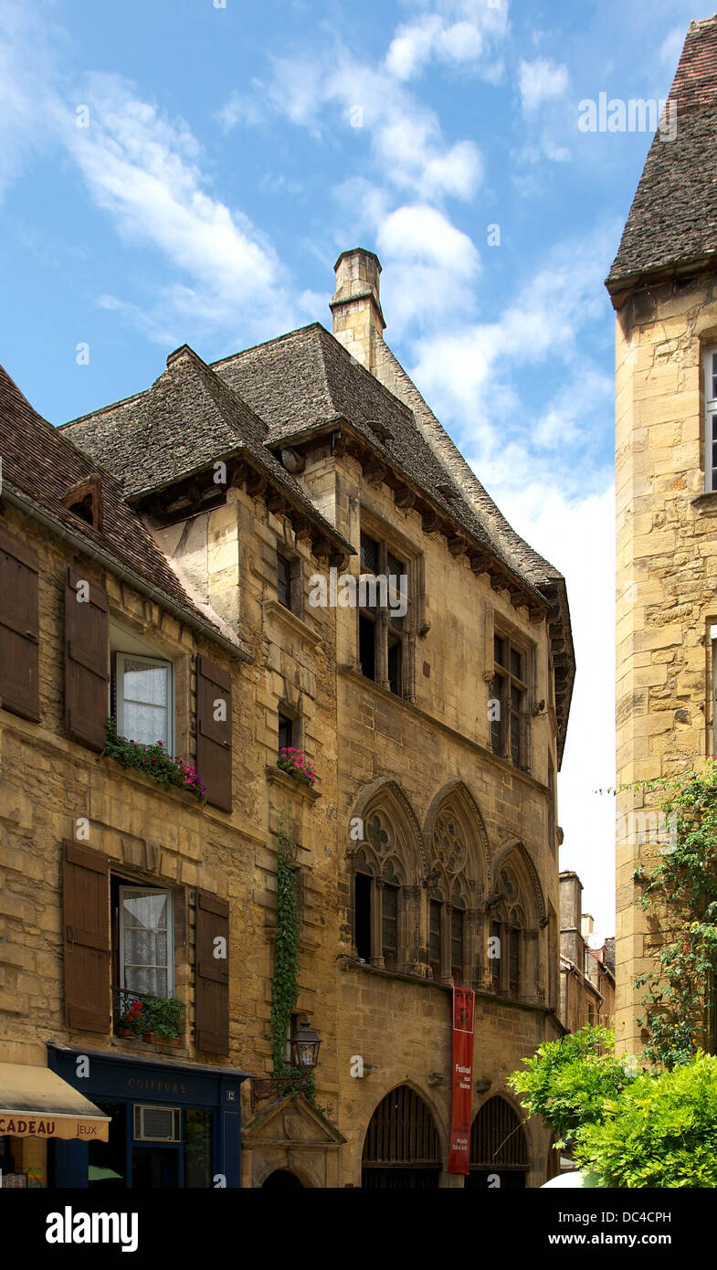 Hôtel de Plamon (XIV, XV e XVI secolo), a Sarlat, Dordogne, Francia. Foto Stock