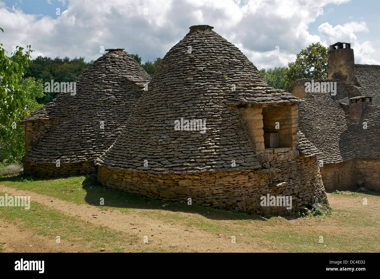 Cabanes du Breuil in Saint-André d'Allas, Dordogne, Francia. Foto Stock