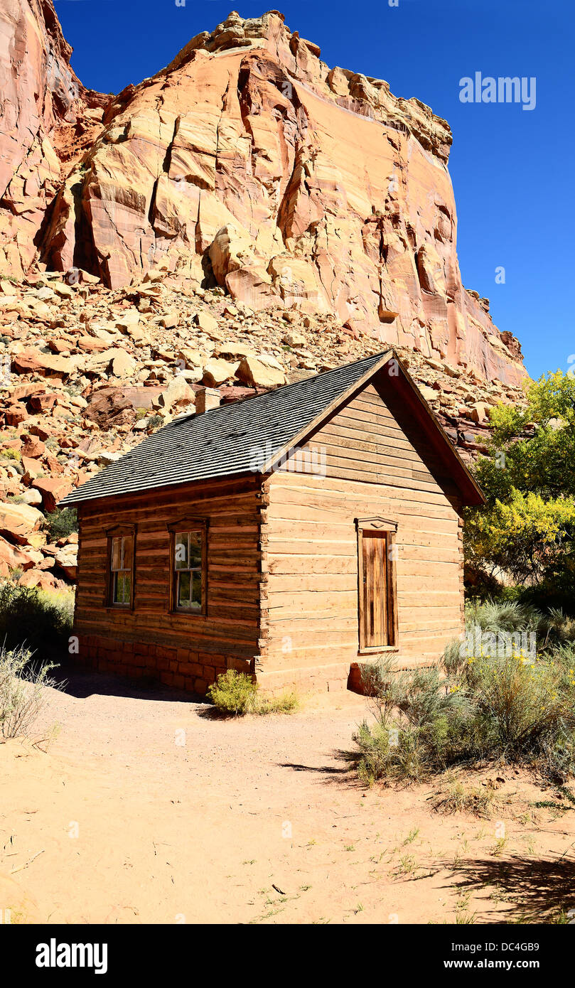 Frontiera schoolhouse, Capitol Reef, UT meridionale Foto Stock