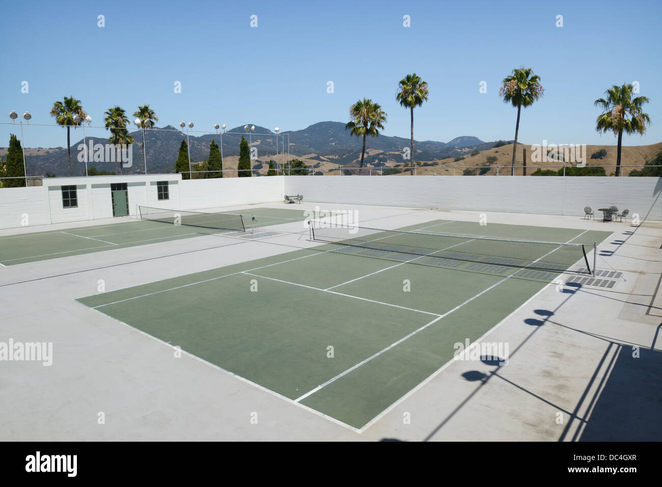 Il Castello di Hearst campi da tennis, San Simeone, CA Foto Stock