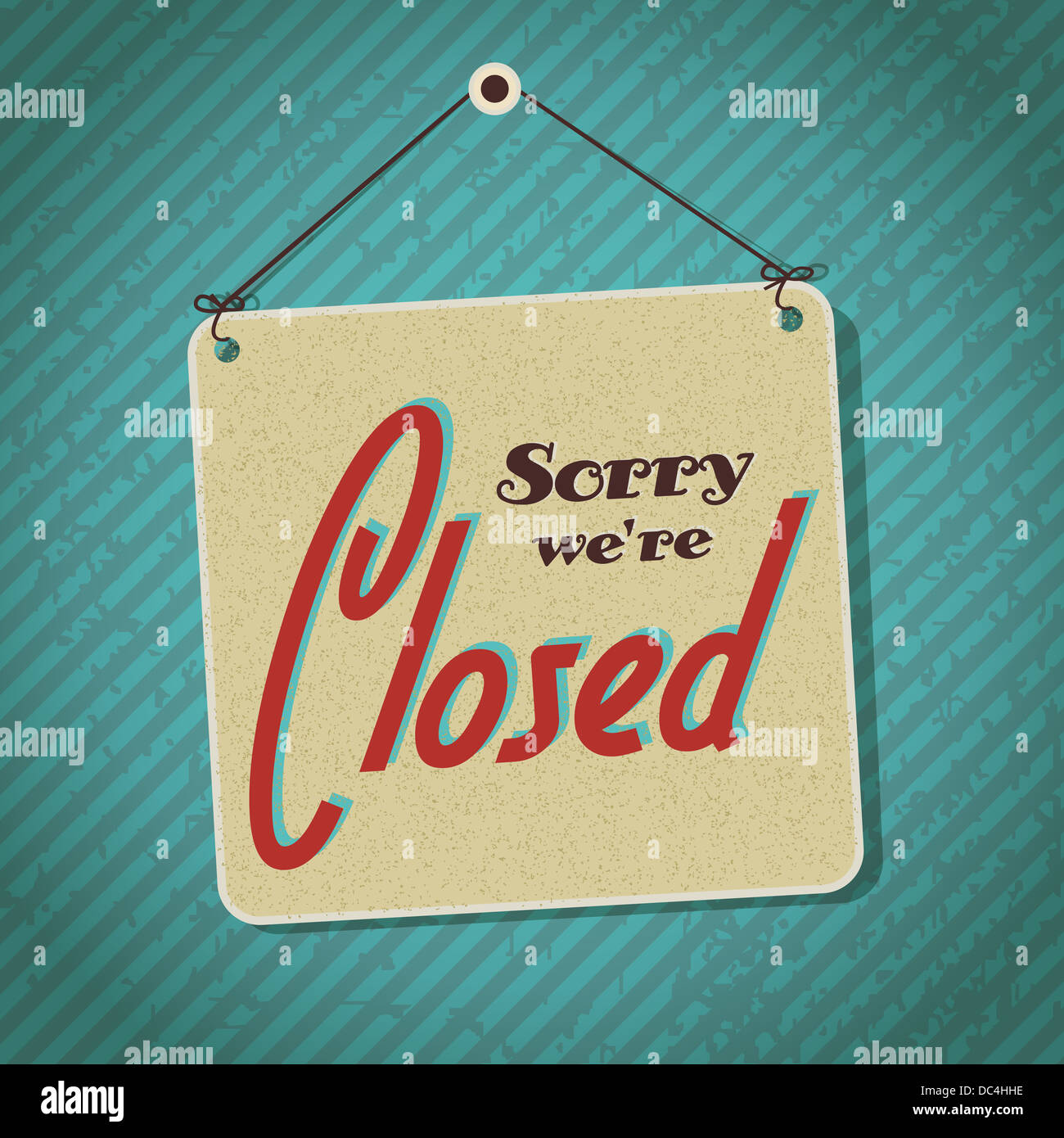 Segno vintage con parole siamo spiacenti ma siamo chiusi Foto Stock