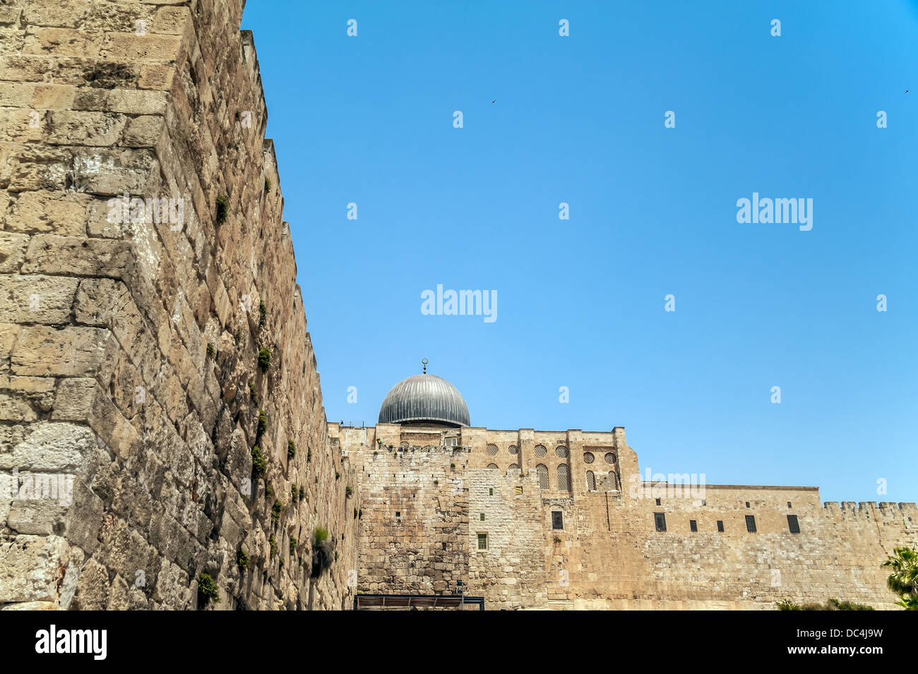 Vista sulla Moschea di Al-Aqsa, Gerusalemme la città vecchia Foto Stock
