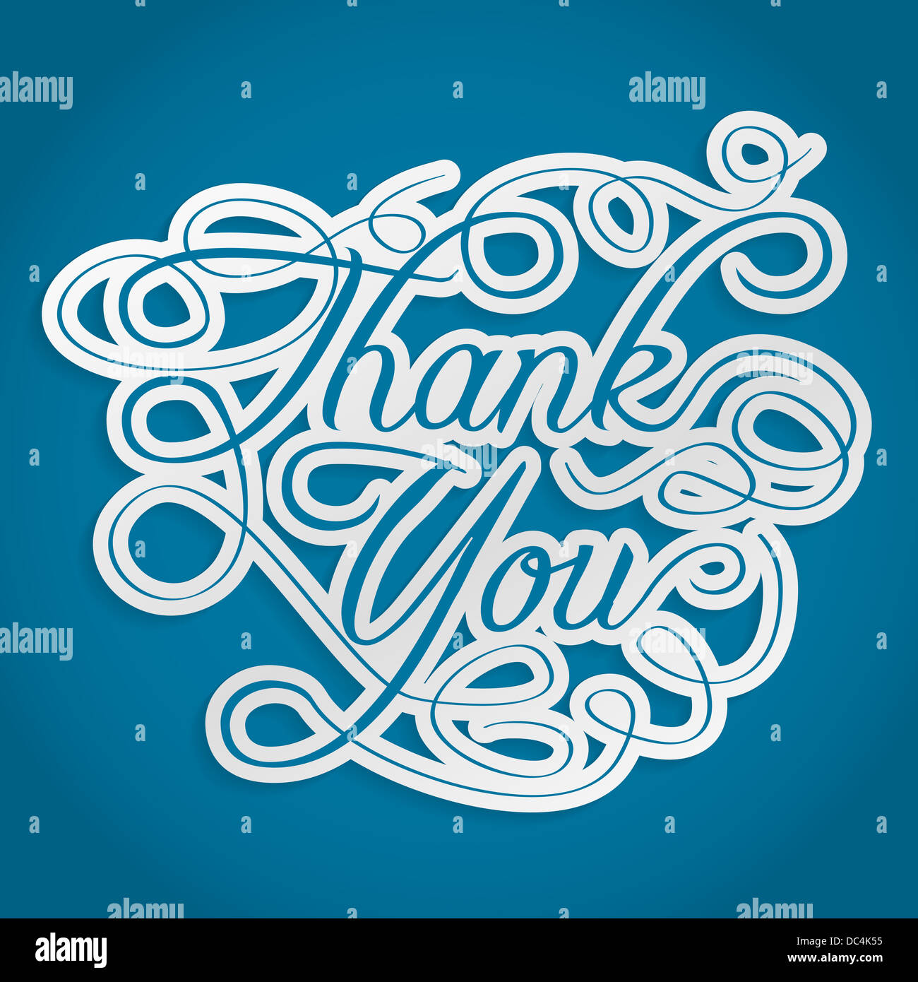 Ringrazio parole con volute Foto Stock