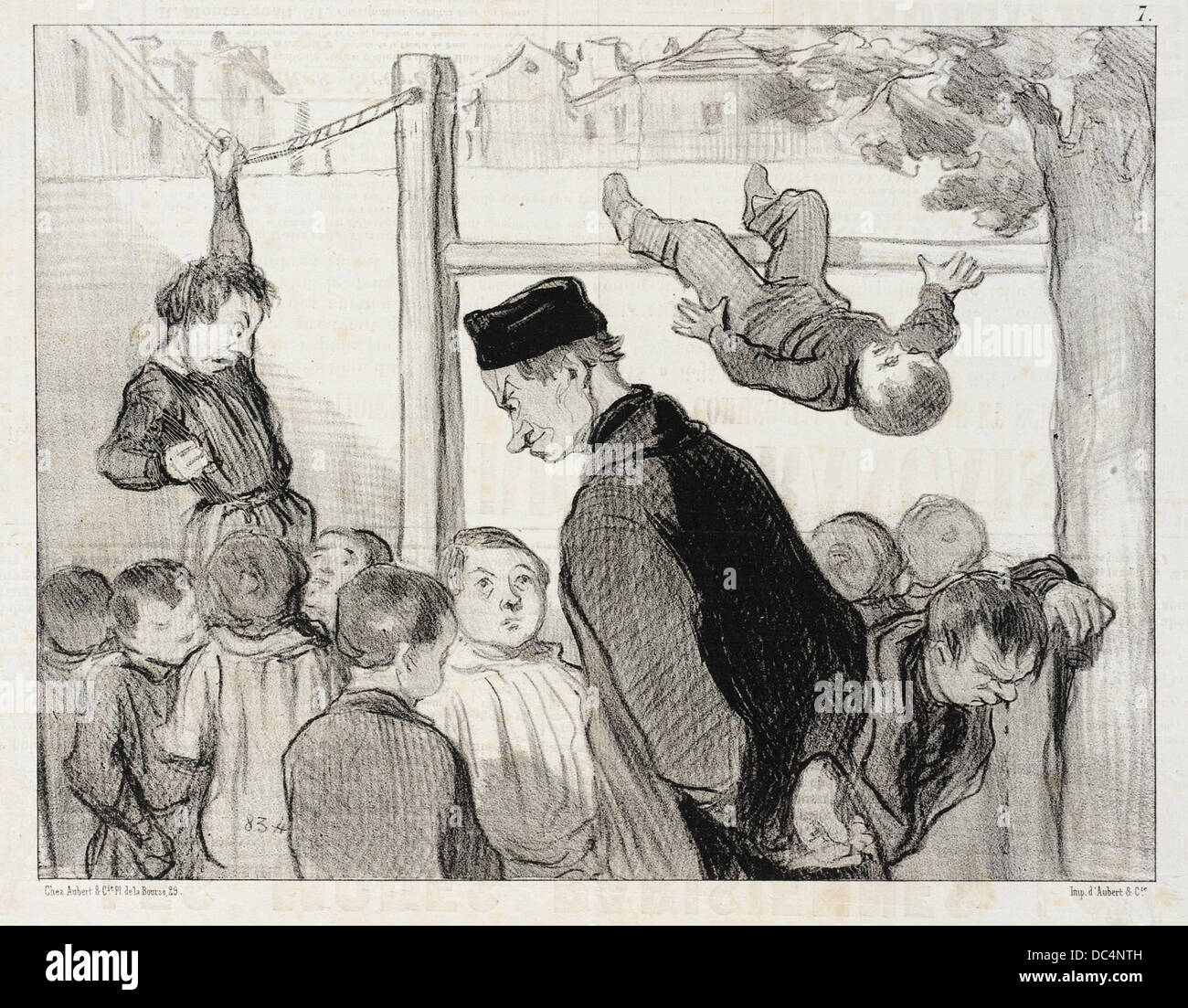 Questa opera d'arte, intitolata "Comme quoi la gymnastique forme les membres", esplora il tema dell'esercizio fisico e il suo impatto sul corpo. Il pezzo riflette l'interesse culturale per il fitness e la forma umana. Foto Stock