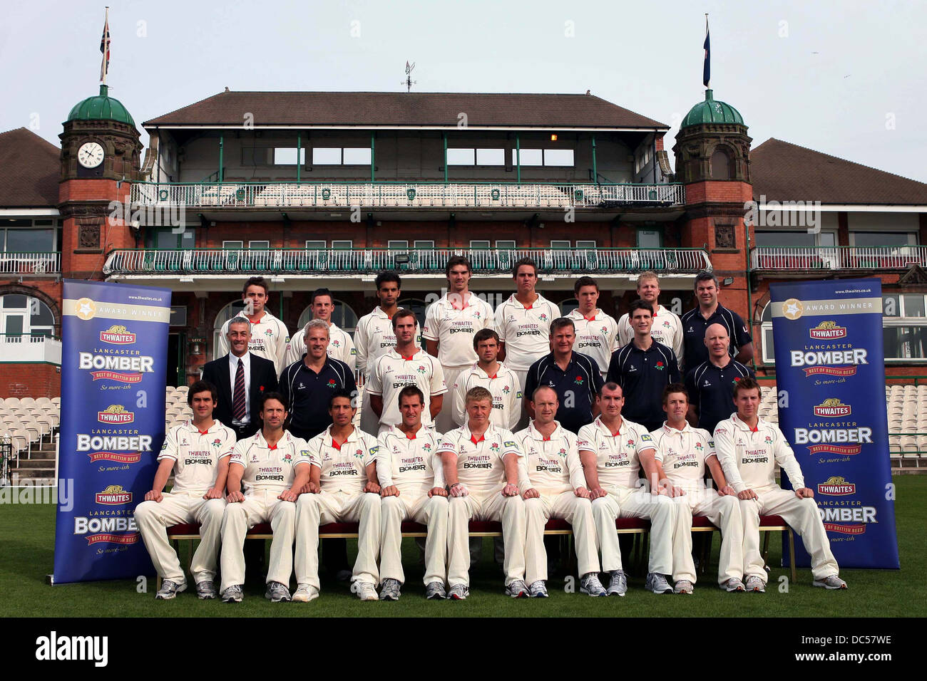 Il Lancashire County Cricket Club photocall 6 aprile 2009. Foto Stock