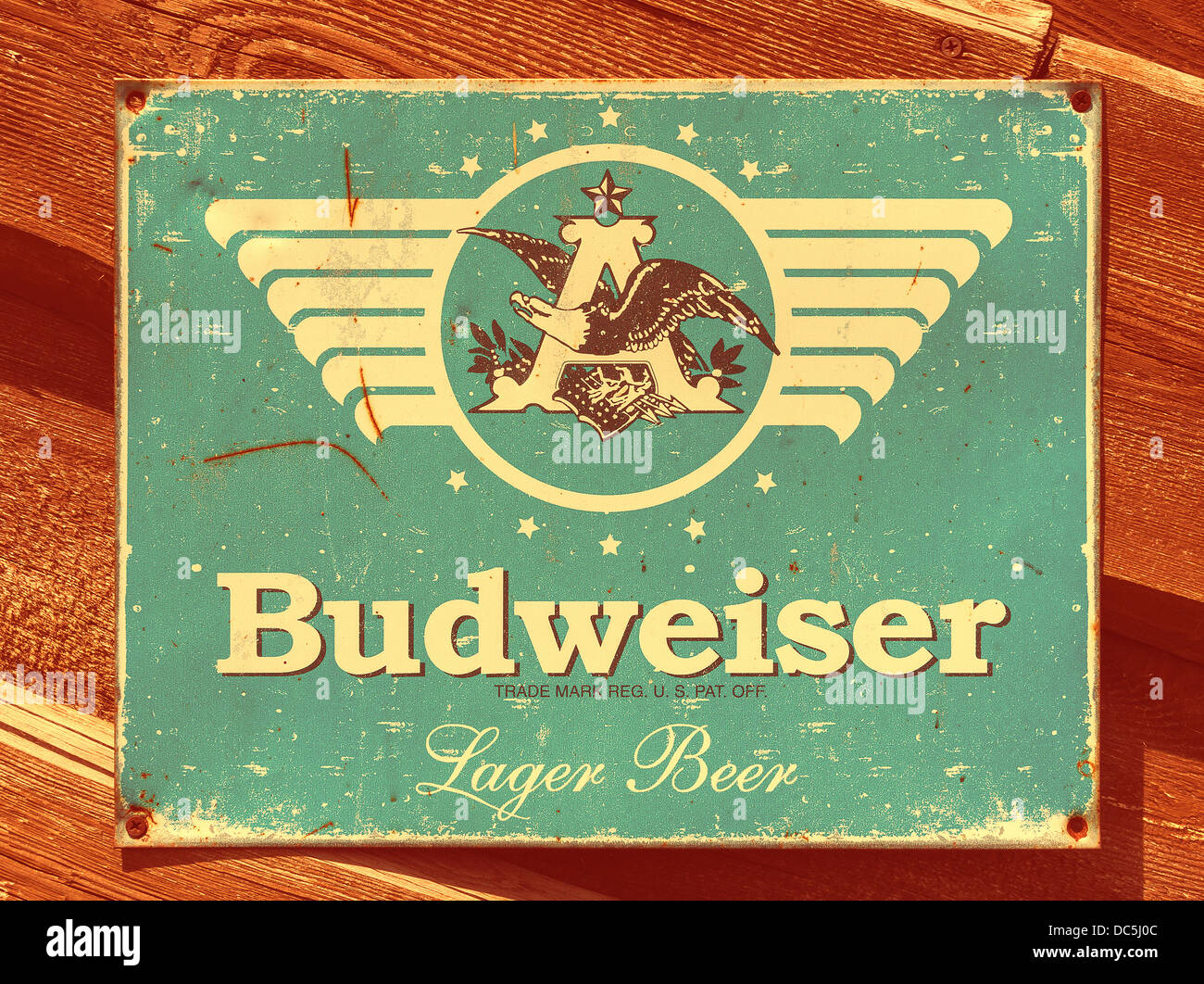 Birra Budweiser vintage latta annuncio Foto Stock