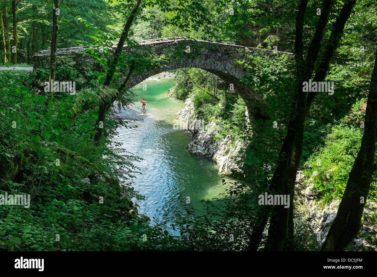 Napoleone ponte Nadizi/Nadizia fiume in Slovenia Foto Stock