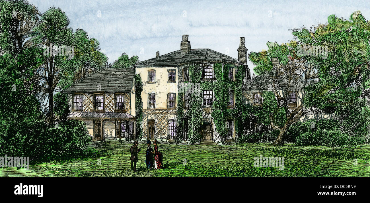 Down House Darwin's home vicino a Londra. Colorate a mano la xilografia Foto Stock