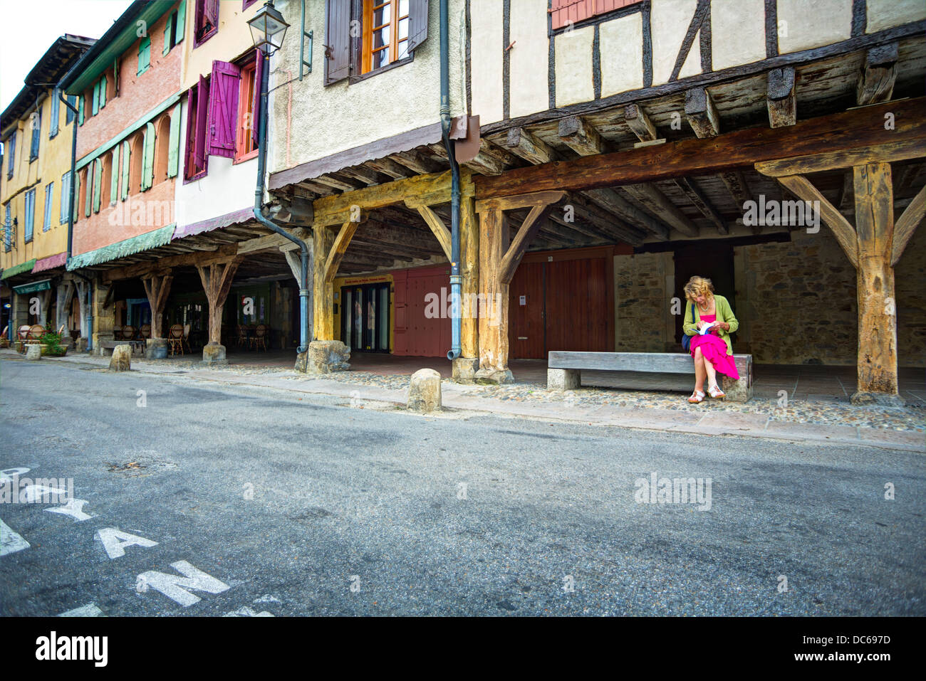 La città antica di Mirepoix nel midi-Pyrenees Francia Foto Stock