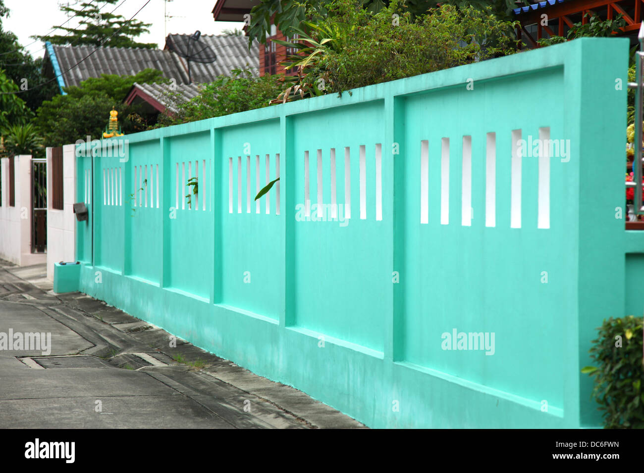 Verde Parete di calcestruzzo Foto Stock