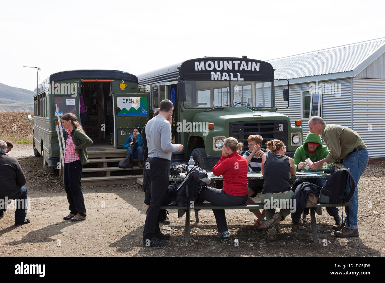 La montagna Mall Shop a Landmannalaugar Islanda Foto Stock