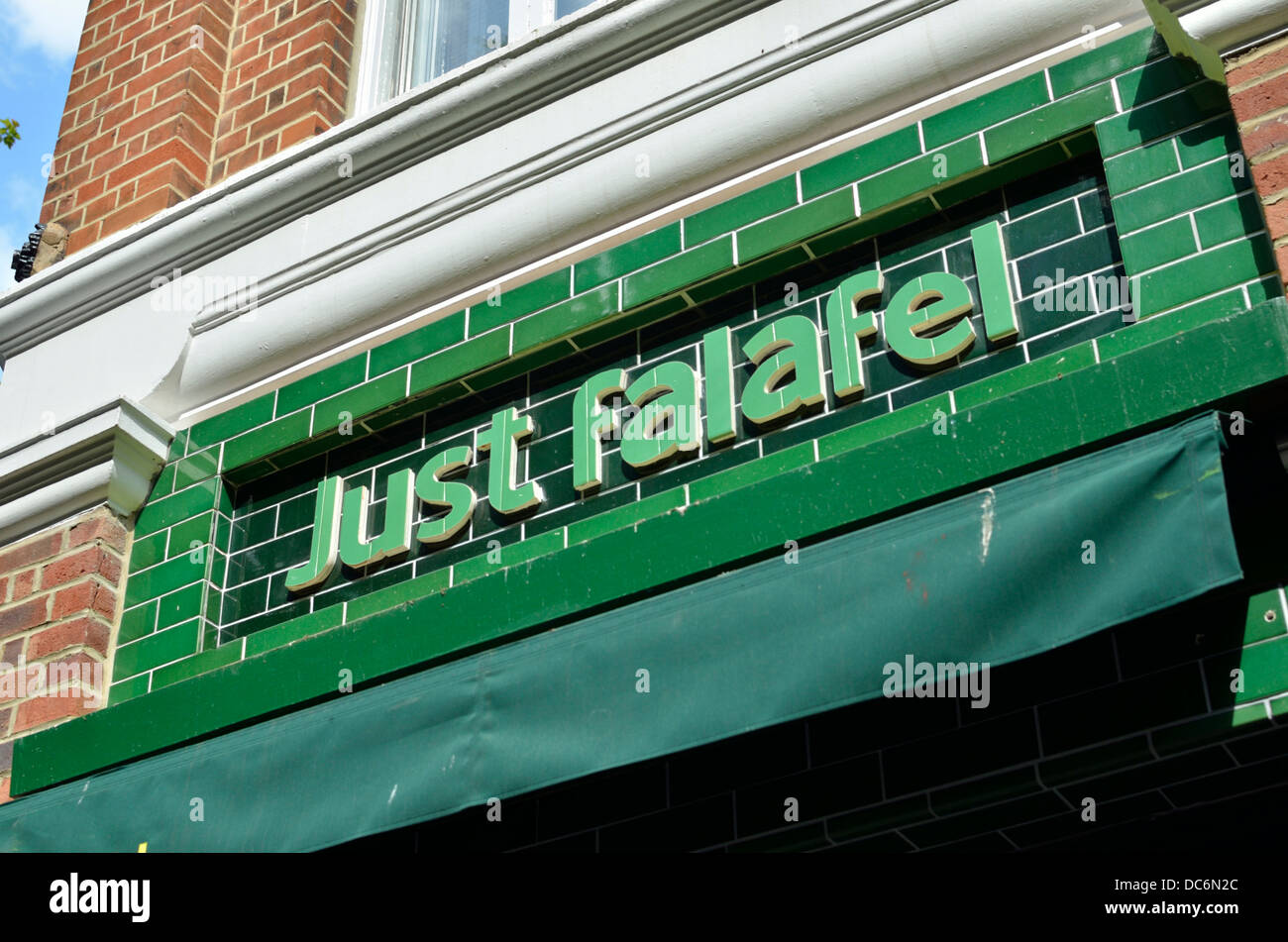 Appena il Ristorante Falafel in Monmouth Street, il Seven Dials di Covent Garden di Londra, Regno Unito. Foto Stock