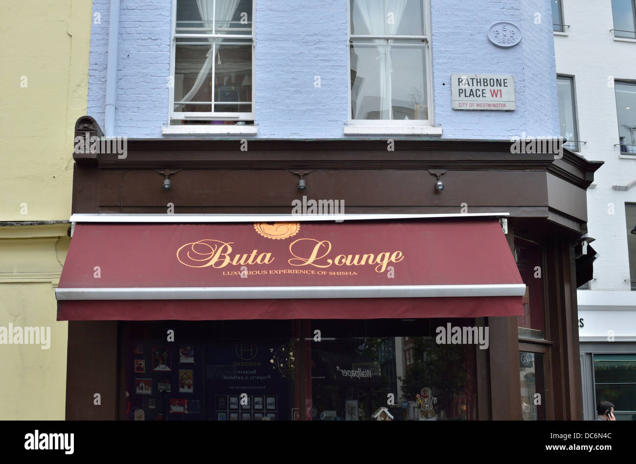 Buta Lounge, azerbaigiana shisha lounge bar e ristorante in Rathbone Place, Fitzrovia, Londra, Regno Unito. Foto Stock