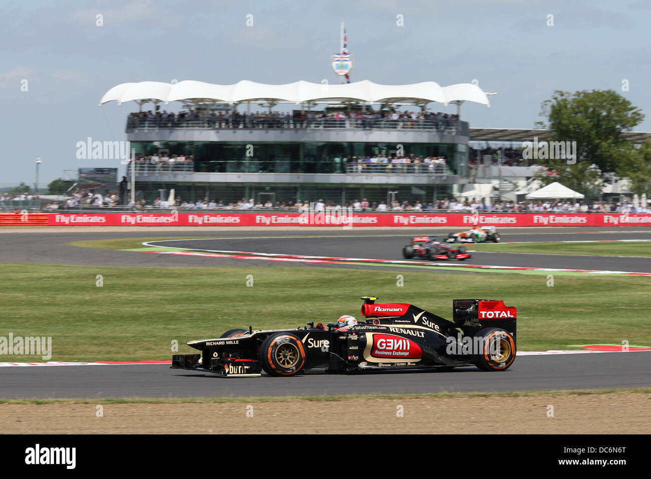 Romain Grosjean, Lotus F1 al 2013 F1 Gran Premio di Gran Bretagna a Silverstone. Foto Stock
