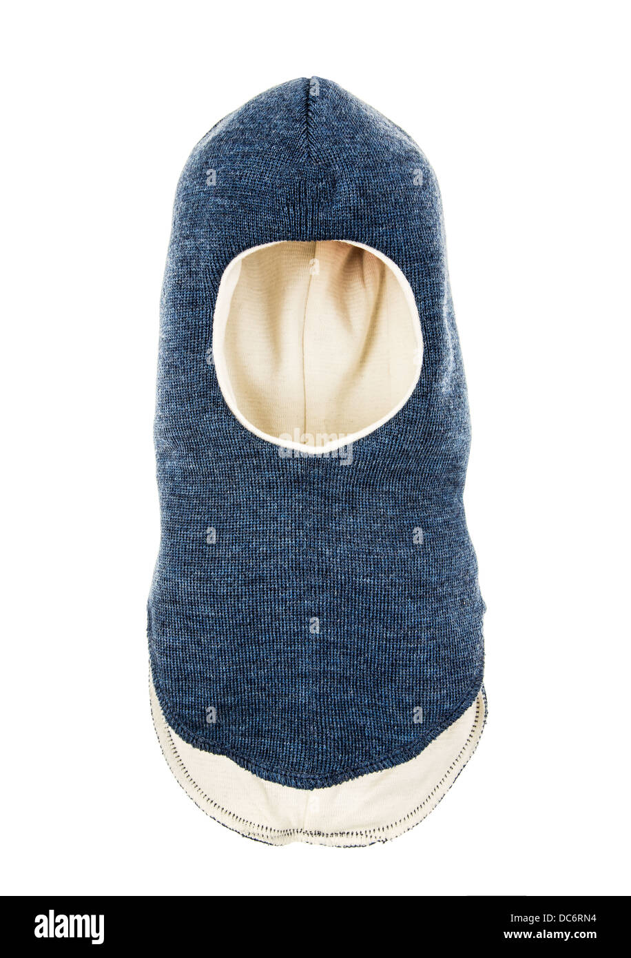 Bambino un foro della maschera da sci, winter hat casco isolato su uno sfondo bianco. Foto Stock