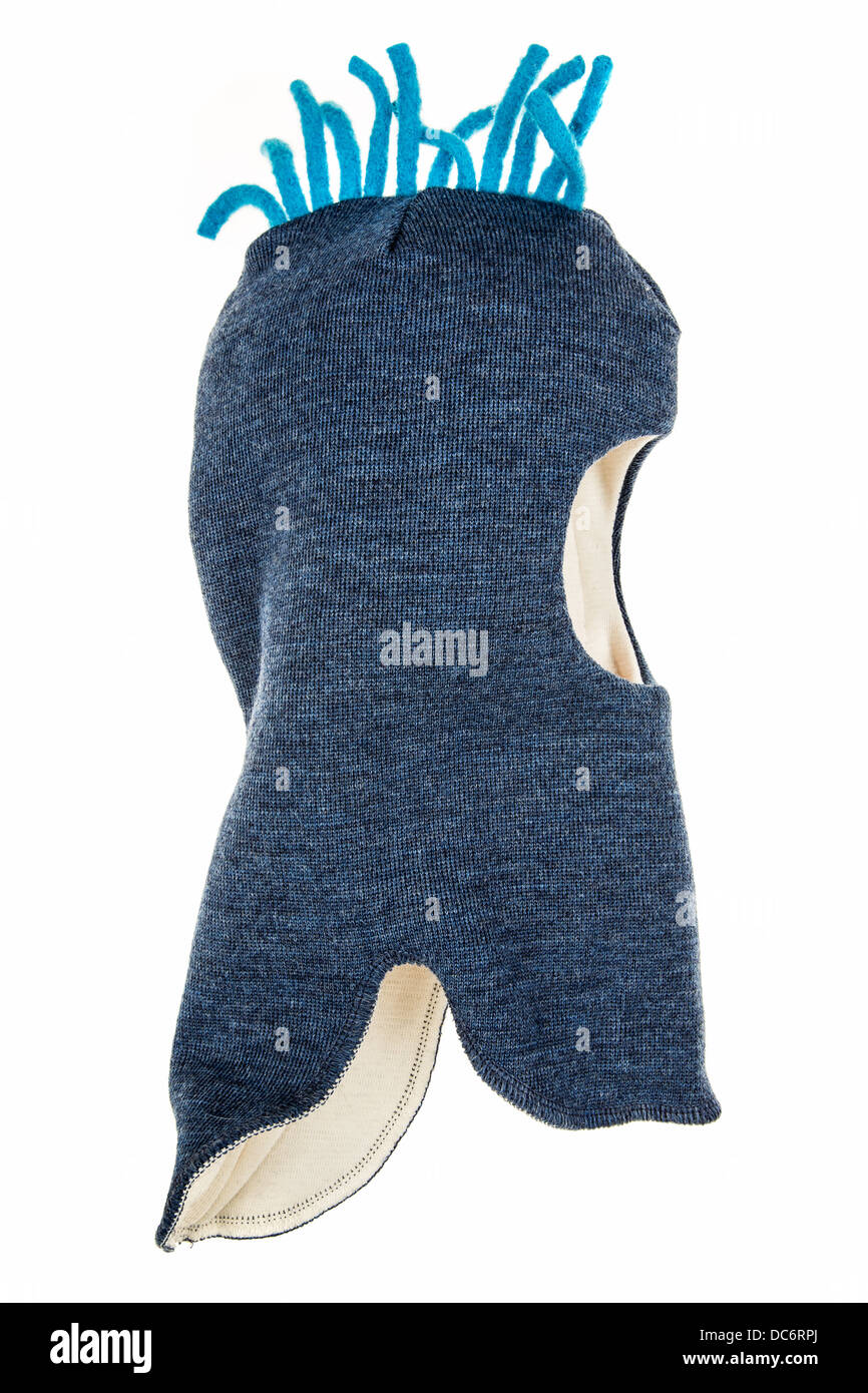 Bambino un foro della maschera da sci, winter hat casco isolato su uno sfondo bianco. Foto Stock