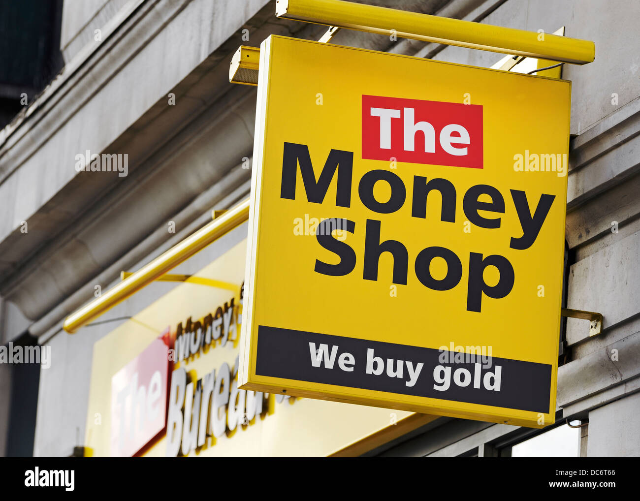 Il denaro shop segno, Marble Arch, Londra, Regno Unito. Foto Stock