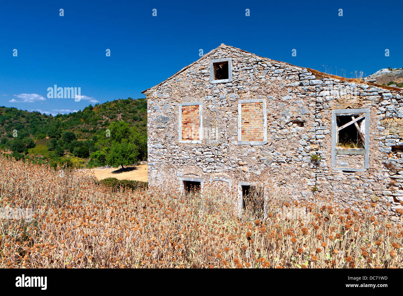 Vecchio Ano Perithia villaggio all'isola di Corfu in Grecia Foto Stock