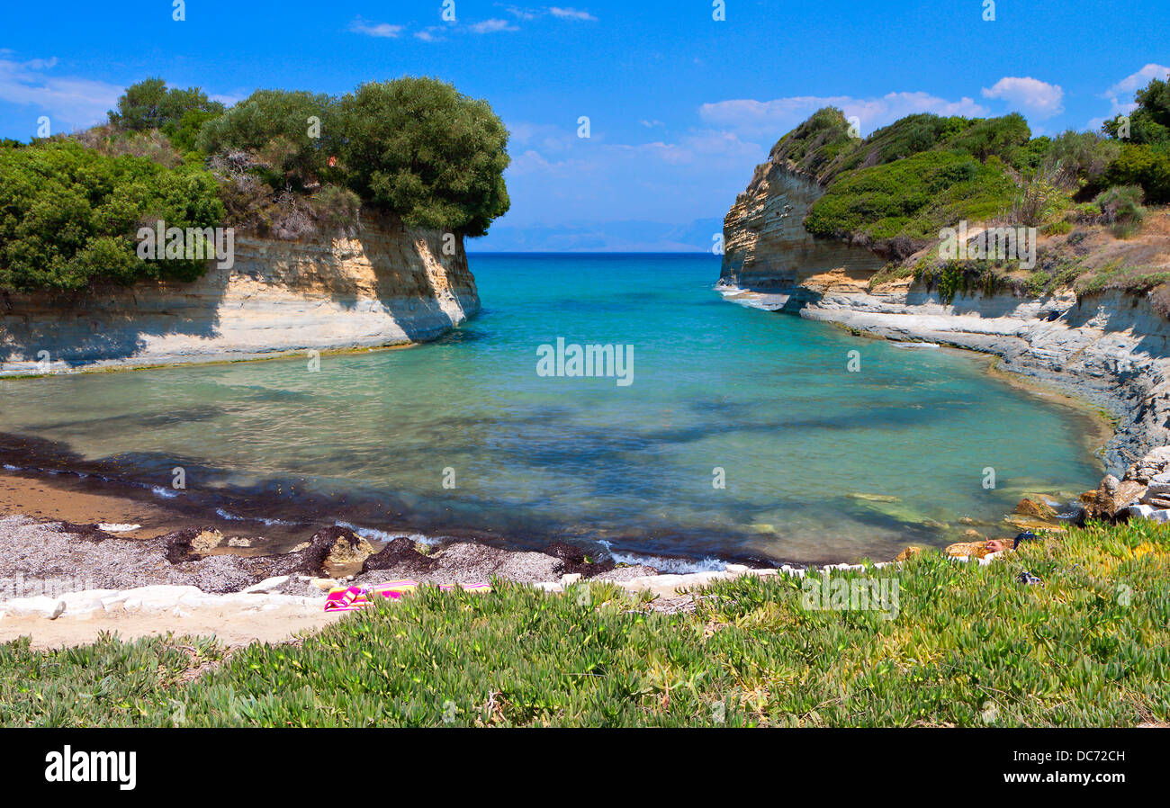 Canal D'Amour beach a Sidari, isola di Corfù in Grecia Foto Stock