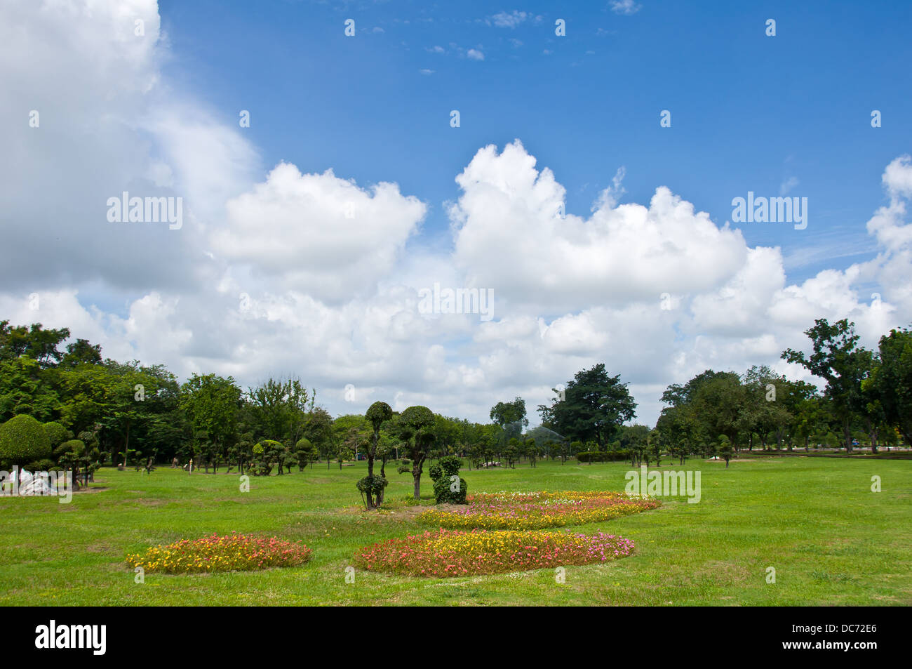 Bellissimo giardino e cielo blu Foto Stock