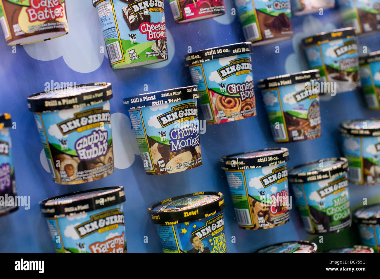 Gelato Ben & Jerry di imballaggio. Foto Stock