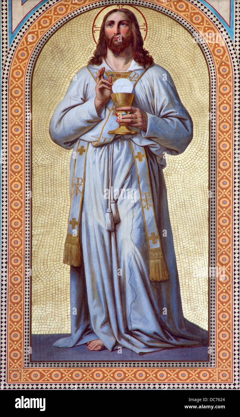 VIENNA Luglio 27 affresco di Gesù Cristo come il sacerdote di Karl