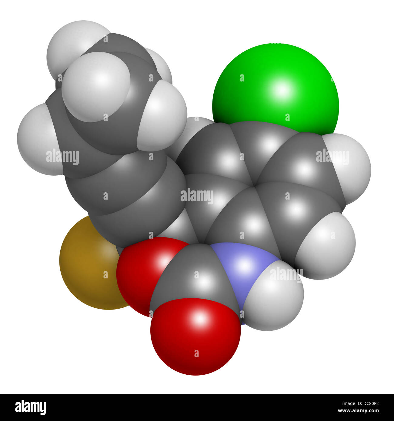 Efavirenz HIV farmaco, struttura chimica. Gli atomi sono rappresentati come sfere convenzionale con codifica a colori Foto Stock
