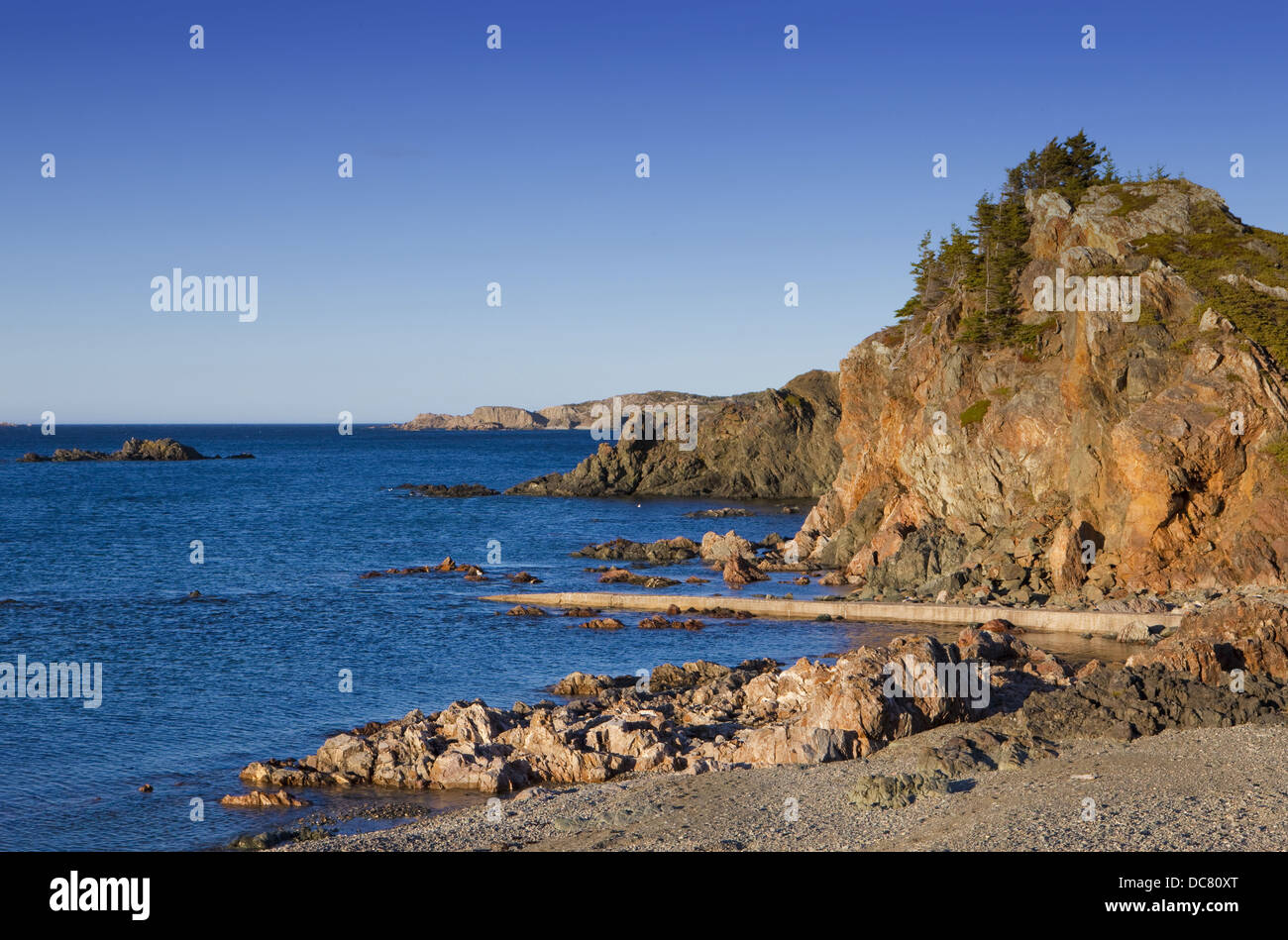 Sera Costa, rocce, Twillingate, Terranova Foto Stock