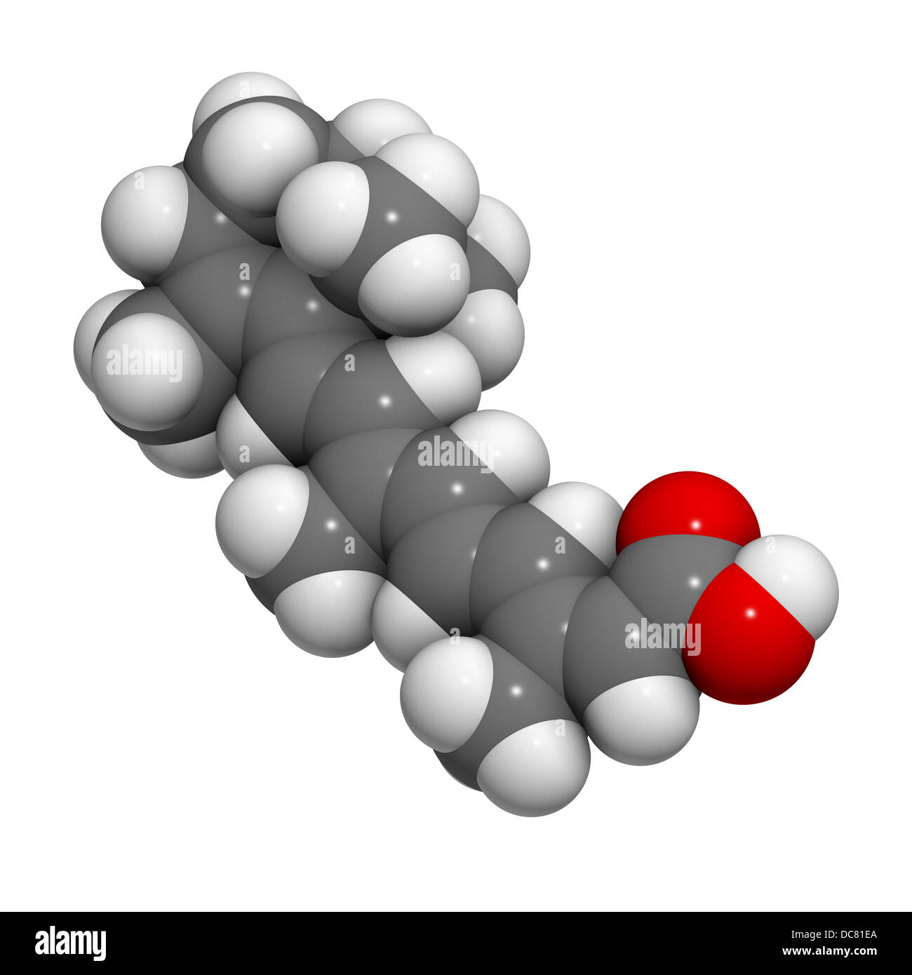 Isotretinoin acne trattamento farmaco, struttura chimica. Noto per essere teratogeno (provoca difetti di nascita). Foto Stock