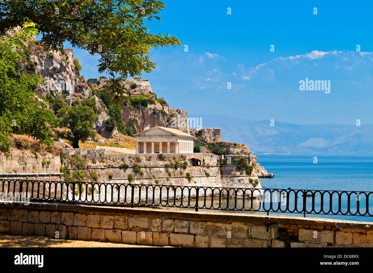 Vista del vecchio castello Veneziano di Corfù in Grecia Foto Stock