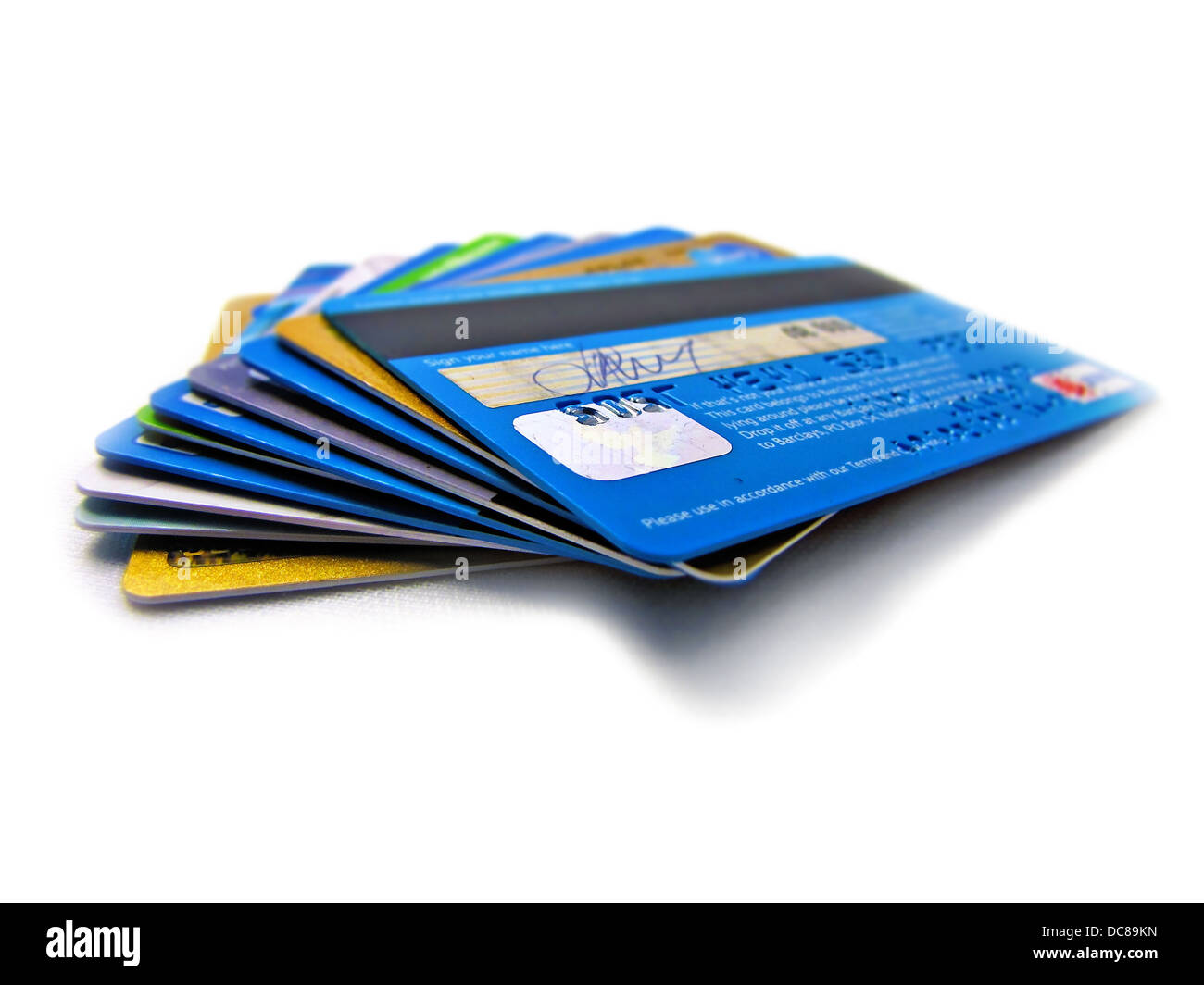 Carte di credito e di debito pila Foto Stock