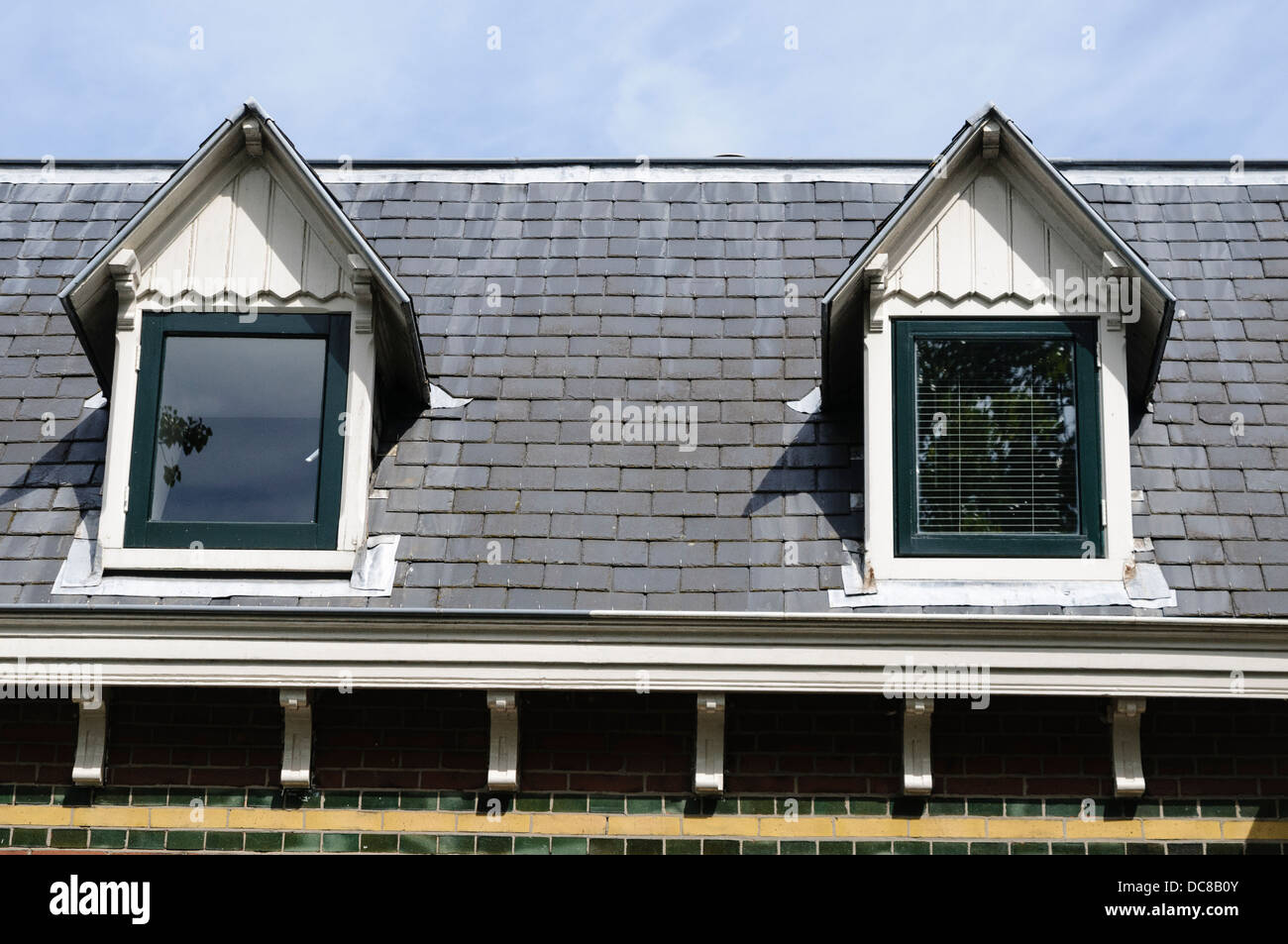 Attico di windows su una casa in Delft Foto Stock