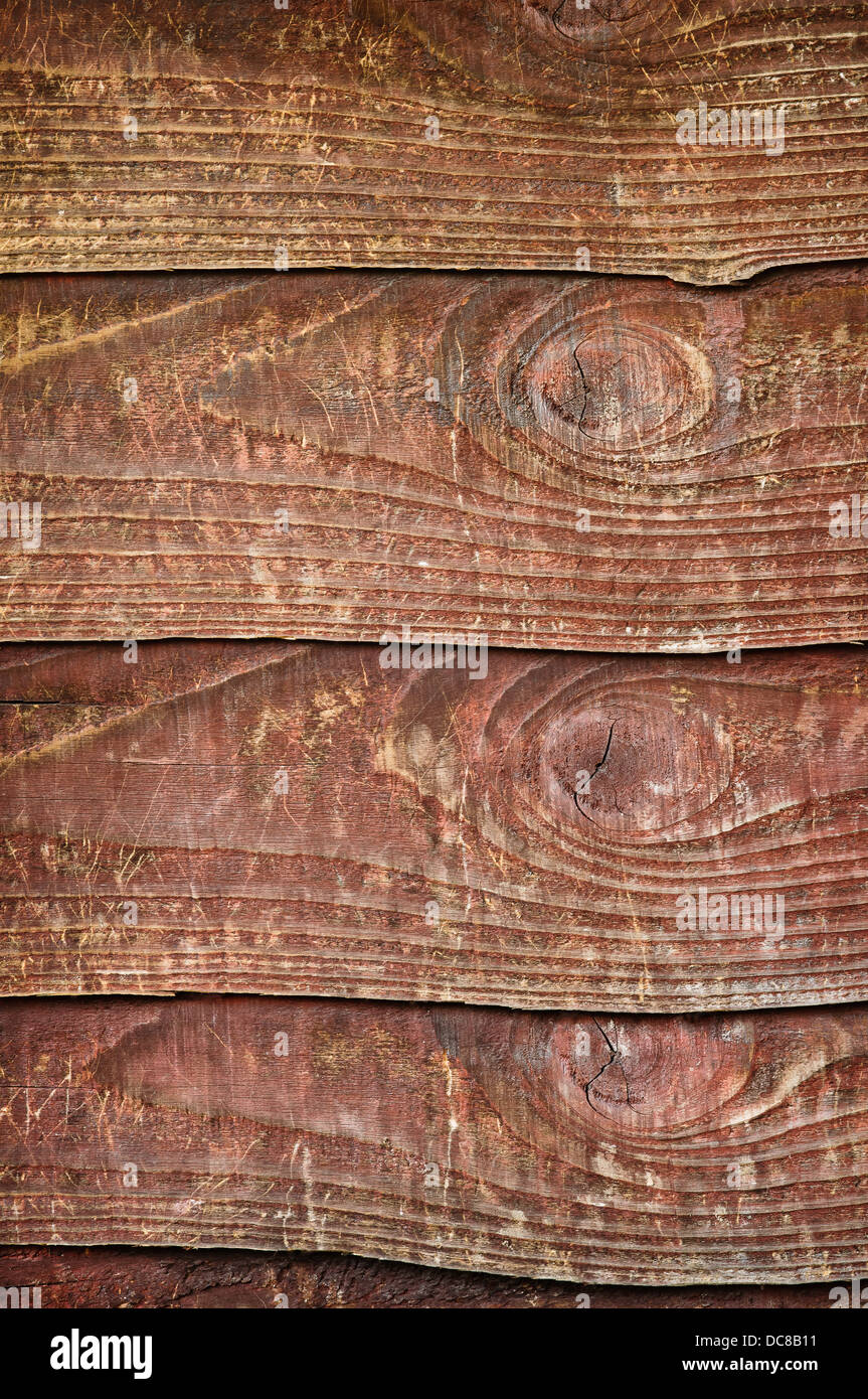 Texture di legno, con weathered look, vecchio e rosso scuro - Vintage Foto Stock