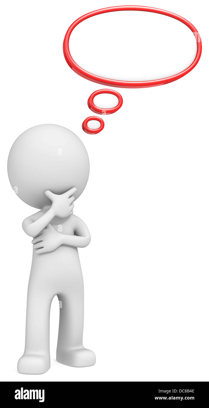 Il tizio e pensare che la bolla. Rosso, copia dello spazio. Foto Stock
