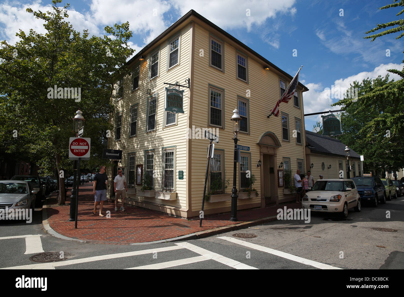 Era Coloniale Warren Tavern, Charlestown quartiere di Boston, Massachusetts Foto Stock